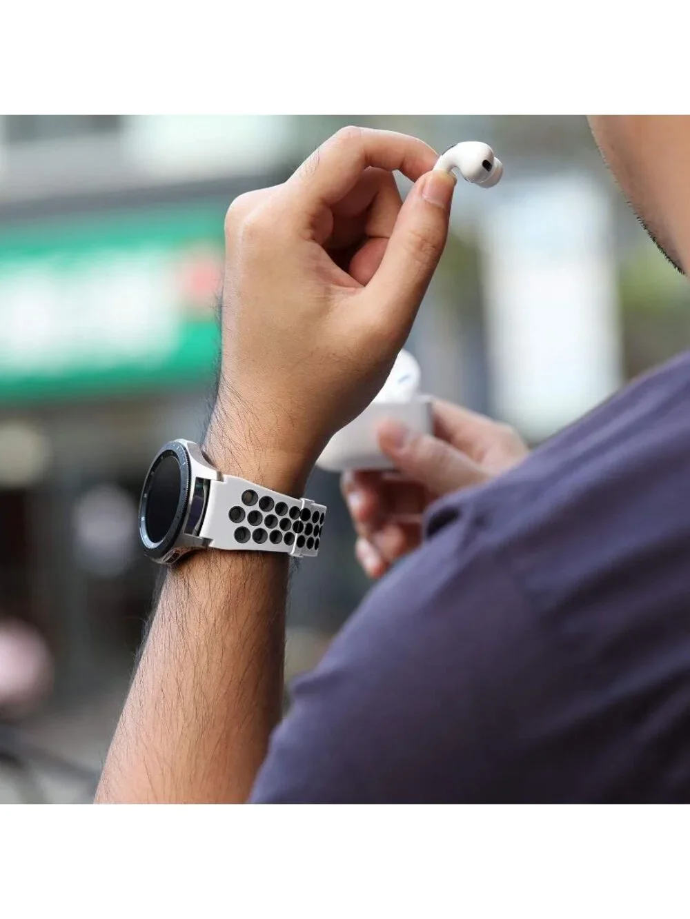 Unisex White Black Analog Compatible Frontier Soft Silicone Samsung Galaxy Watch